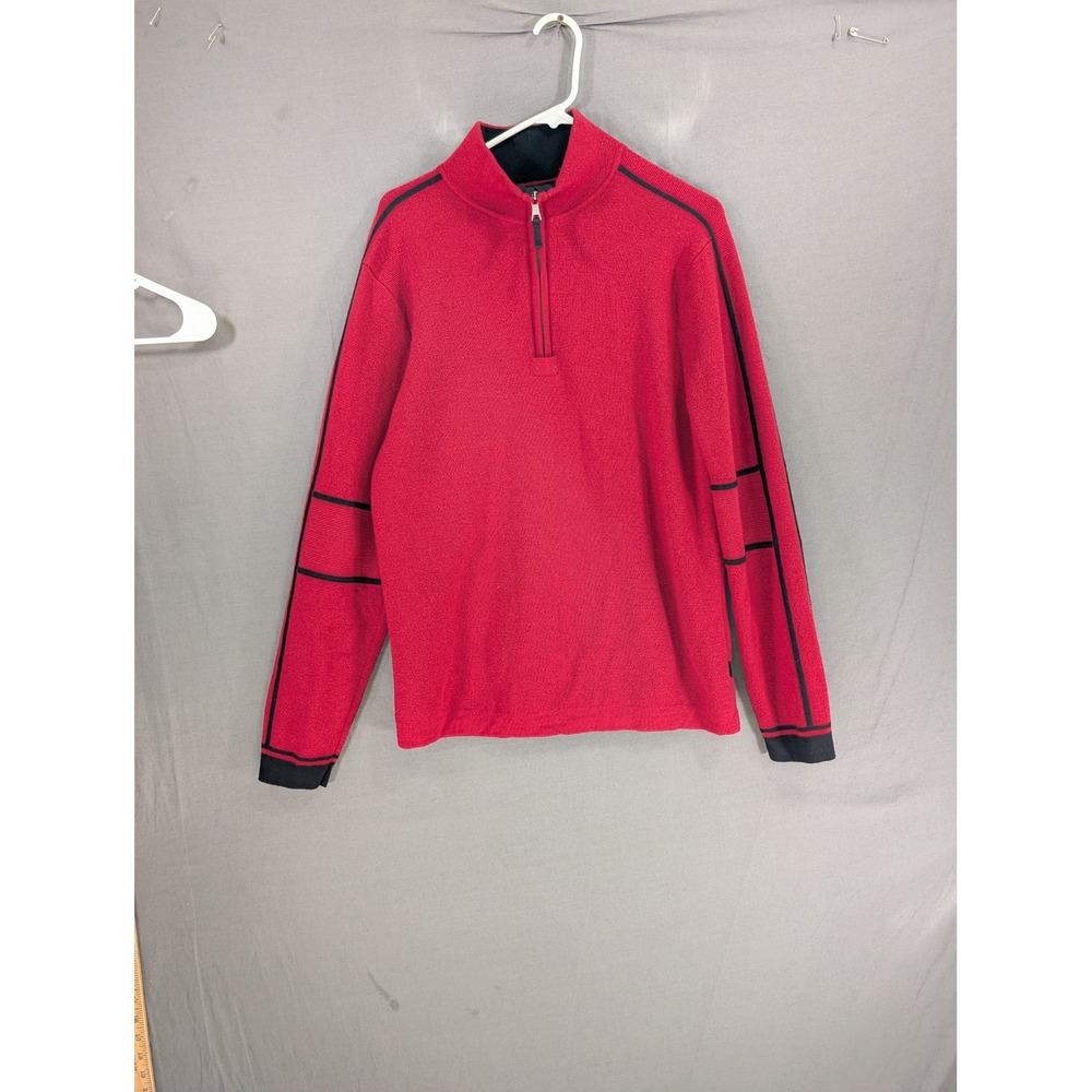 Banana Republic Mens Red 100% Merino Wool Quarter Zip Sweater 206650-03 Large